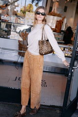 Nutmeg Suede Cropped Baggy Pants