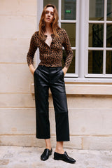 Black Leather Cropped Trousers