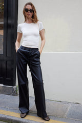 Black Leather Baggy Pants
