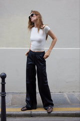 Black Leather Baggy Pants