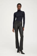 Black Leather Micro Flare