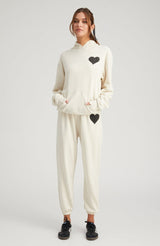 Vintage White Heart Hoodie