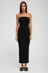 Black Rib Tube Dress