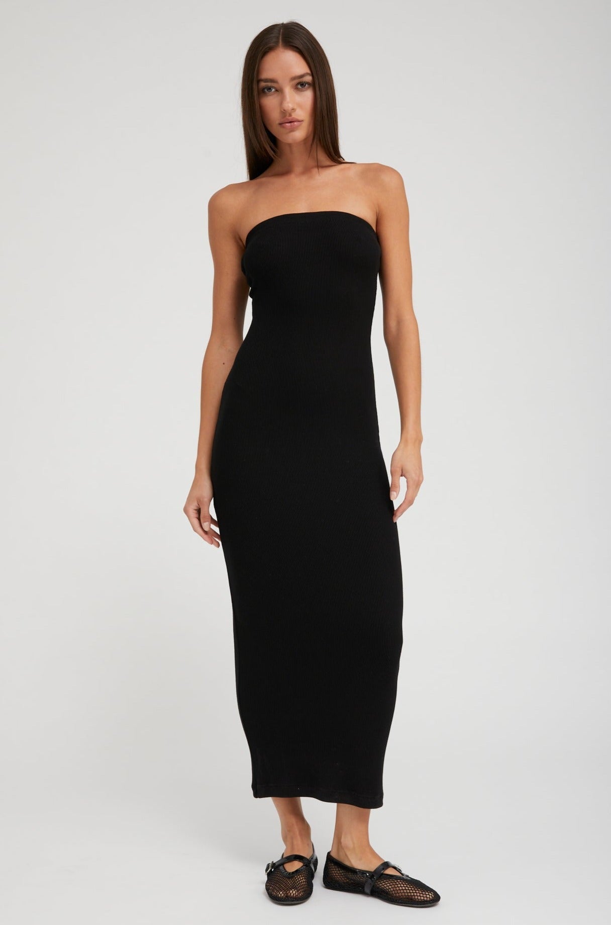 Black Rib Tube Dress