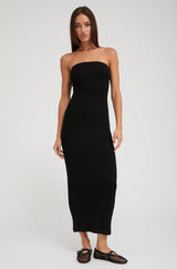 Black Rib Tube Dress