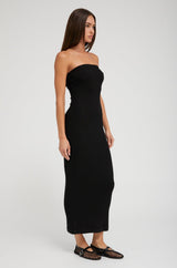 Black Rib Tube Dress