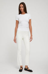 White Leather Ankle Flare