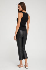 Black Leather Crop Flare