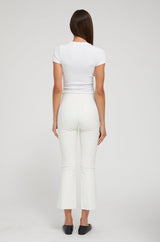 White Leather Crop Flare