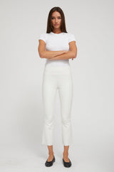 White Leather Crop Flare
