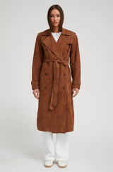 Belle de Jour Cognac Suede Trench