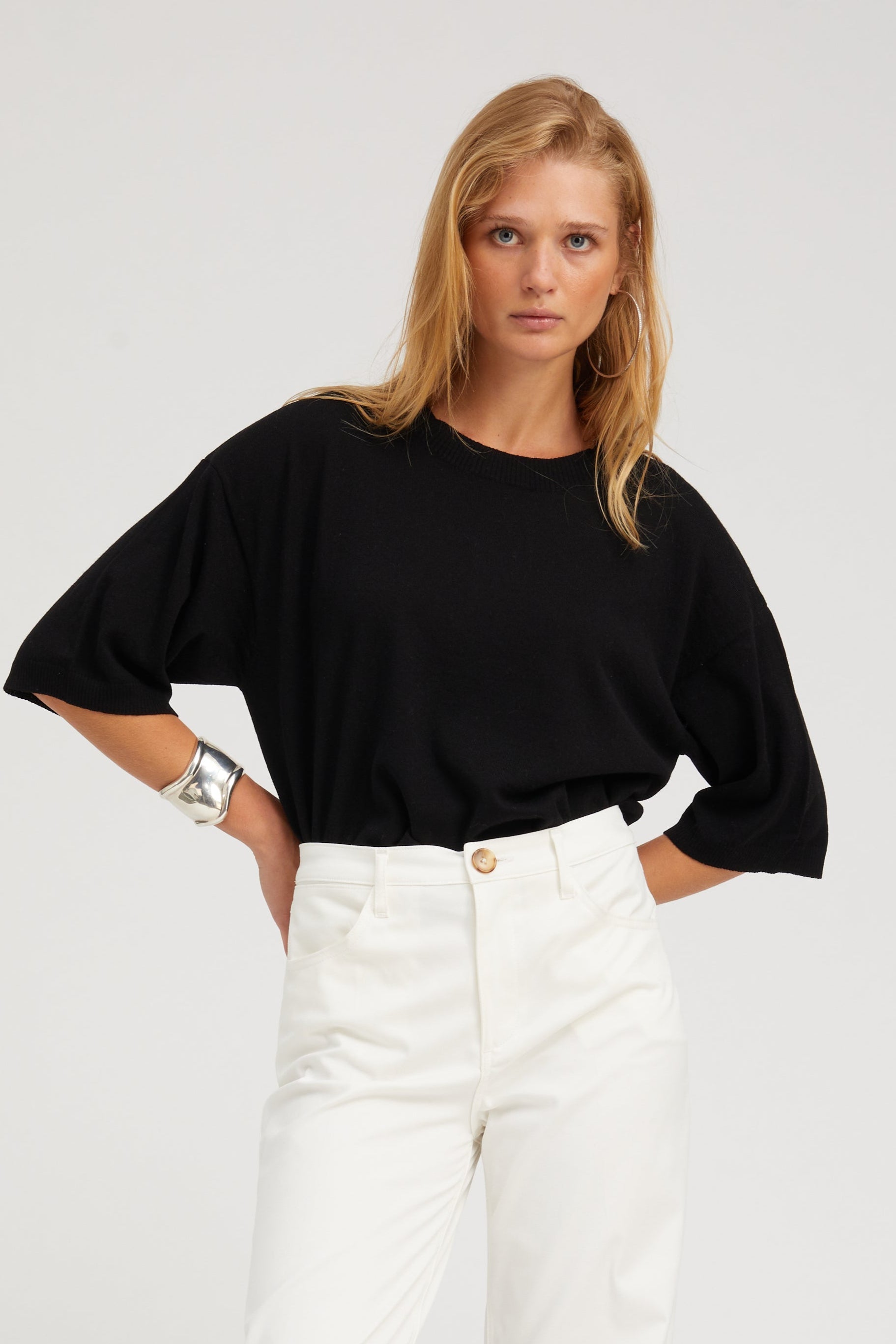 Black Cashmere Boxy Tee