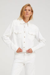 Sophia Denim Cropped Western Button Down