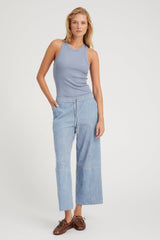 Vintage Denim Suede Cropped Baggy Pants