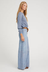 Vintage Denim Suede 5 Pocket Wide Leg