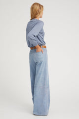 Vintage Denim Suede 5 Pocket Wide Leg