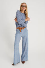 Vintage Denim Suede 5 Pocket Wide Leg