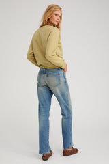 Pistachio Melange Shrunken Raglan Sweatshirt