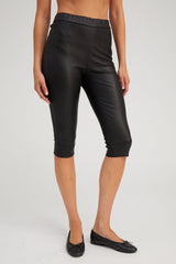 Black Leather Capri