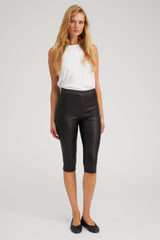 Black Leather Capri