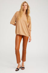 Chestnut Leather Ankle Flare