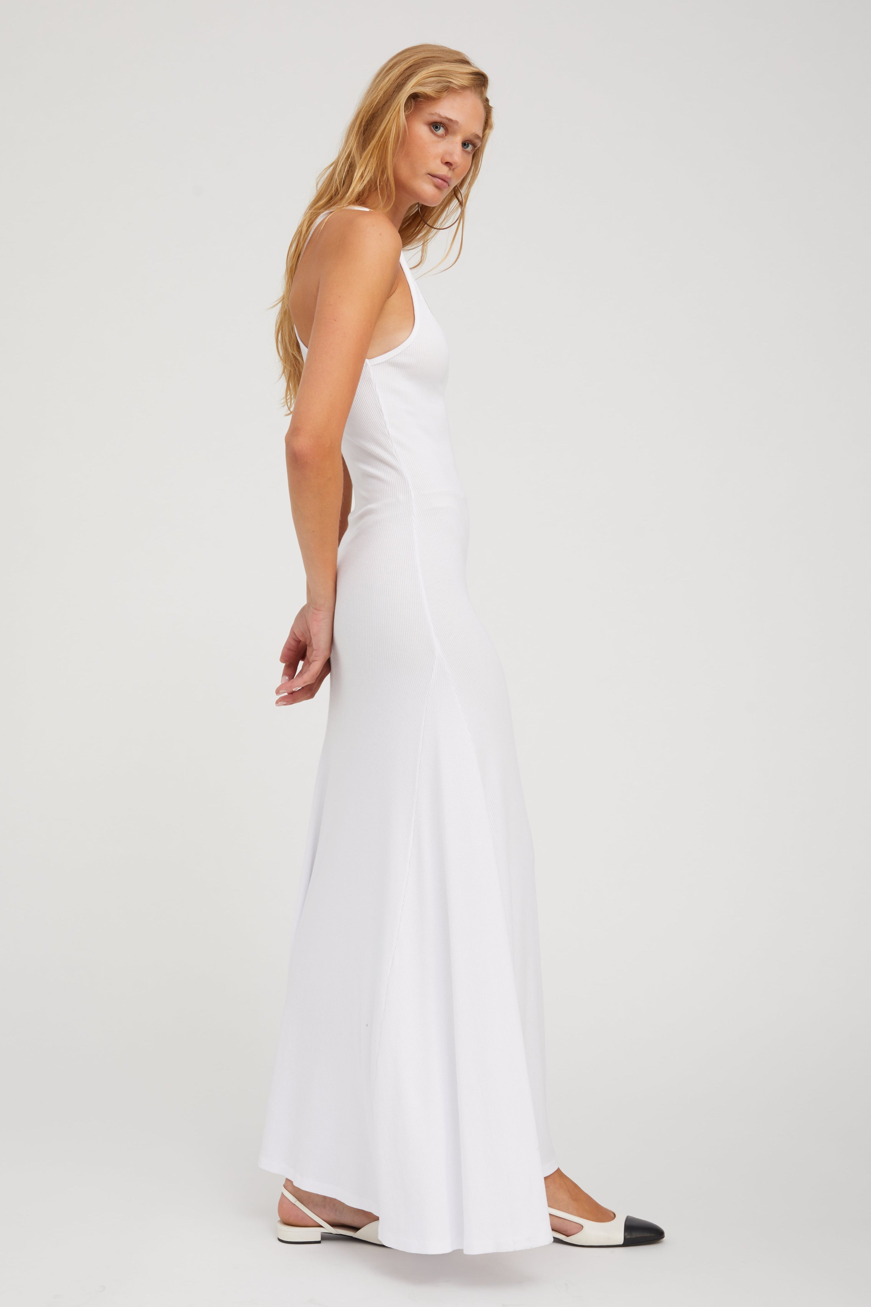 White Rib Tank Maxi Dress