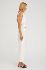 White Leather Cropped Baggy Pants