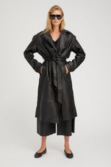 Belle de Jour Black Leather Trench