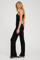 Black Rib Bootcut Pants
