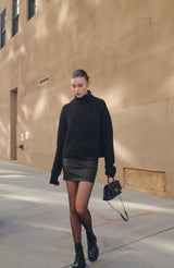 Black Leather Midi Skirt