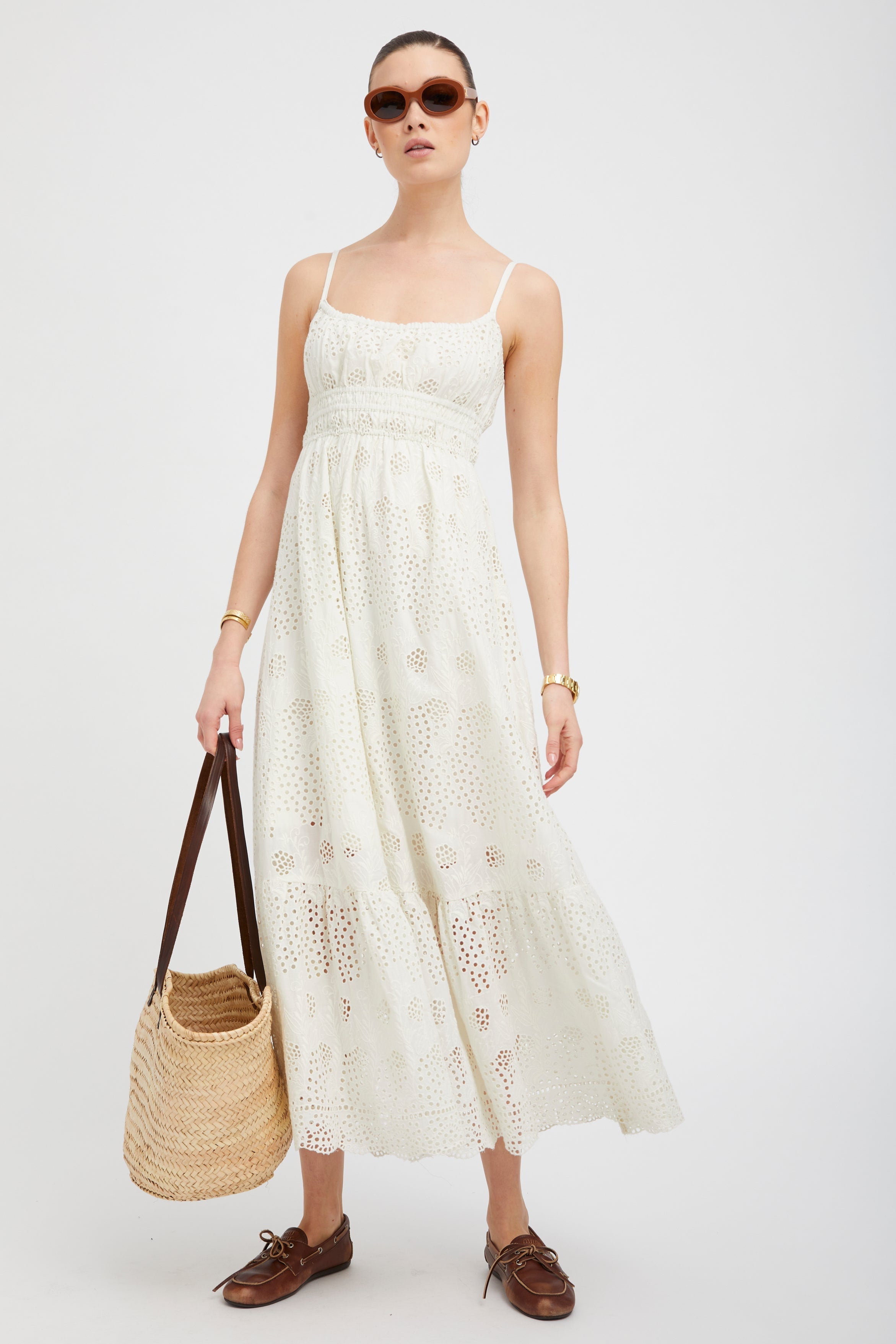 White Eyelet Ali Maxi Dress