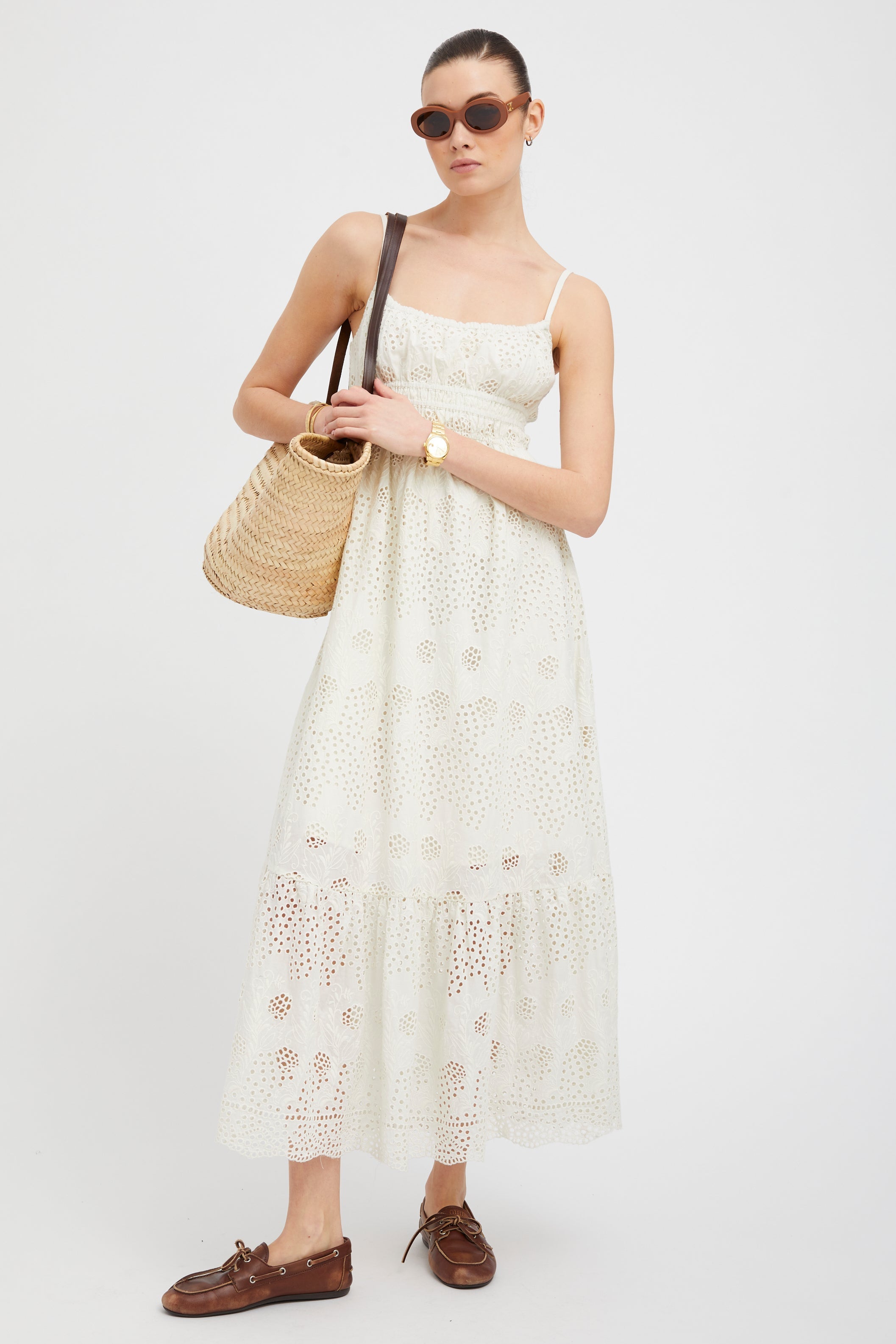 White Eyelet Ali Maxi Dress