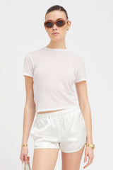 White Pointelle Baby Tee