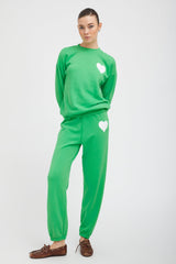 Bright Green Heart Sweatpants