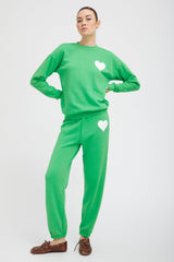 Bright Green Heart Sweatpants