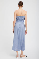 Blue Linen Marie Maxi Dress
