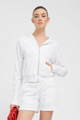 White Shrunken Zip up Hoodie