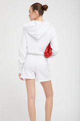 White Shrunken Zip up Hoodie
