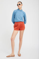 Terracotta Suede Slip Shorts