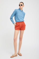 Terracotta Suede Slip Shorts