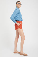 Terracotta Suede Slip Shorts