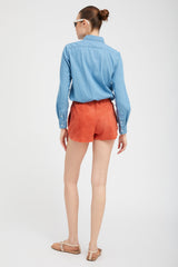 Terracotta Suede Slip Shorts