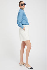 White Leather Culotte Shorts