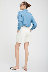 White Leather Culotte Shorts