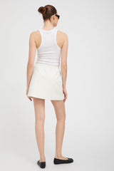 White Leather Pull on Skirt