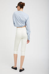 White Leather Capri