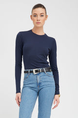 Navy Cotton Long Sleeve Baby Tee