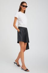 Black Leather Culotte Shorts