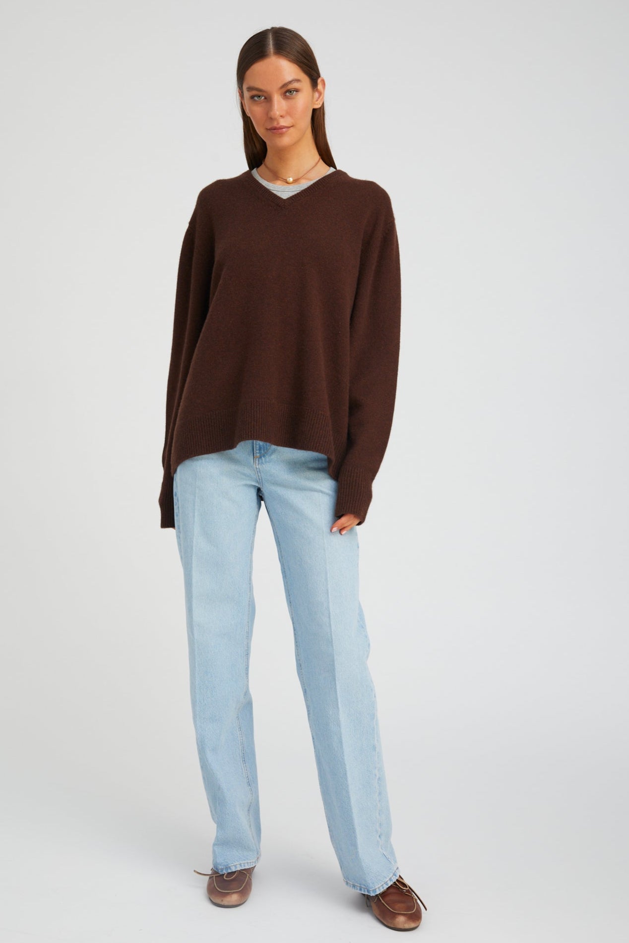 Americano Cashmere V-Neck Boyfriend Sweater