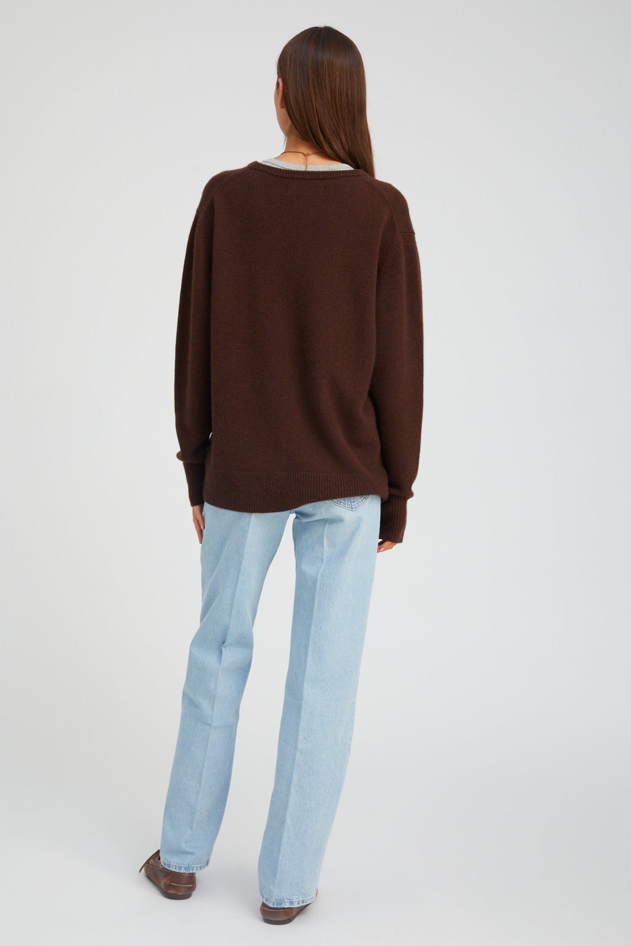 Americano Cashmere V-Neck Boyfriend Sweater
